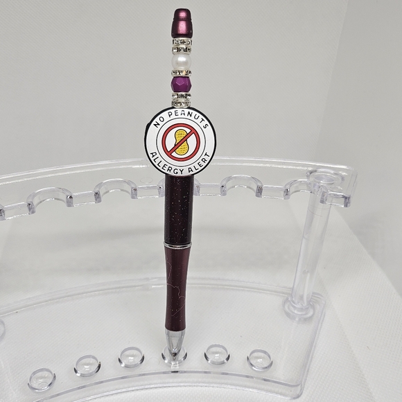 Medical Alert Epilepsy Awareness or Peanut Allergy Bling and Beaded Pen - Picture 5 of 5